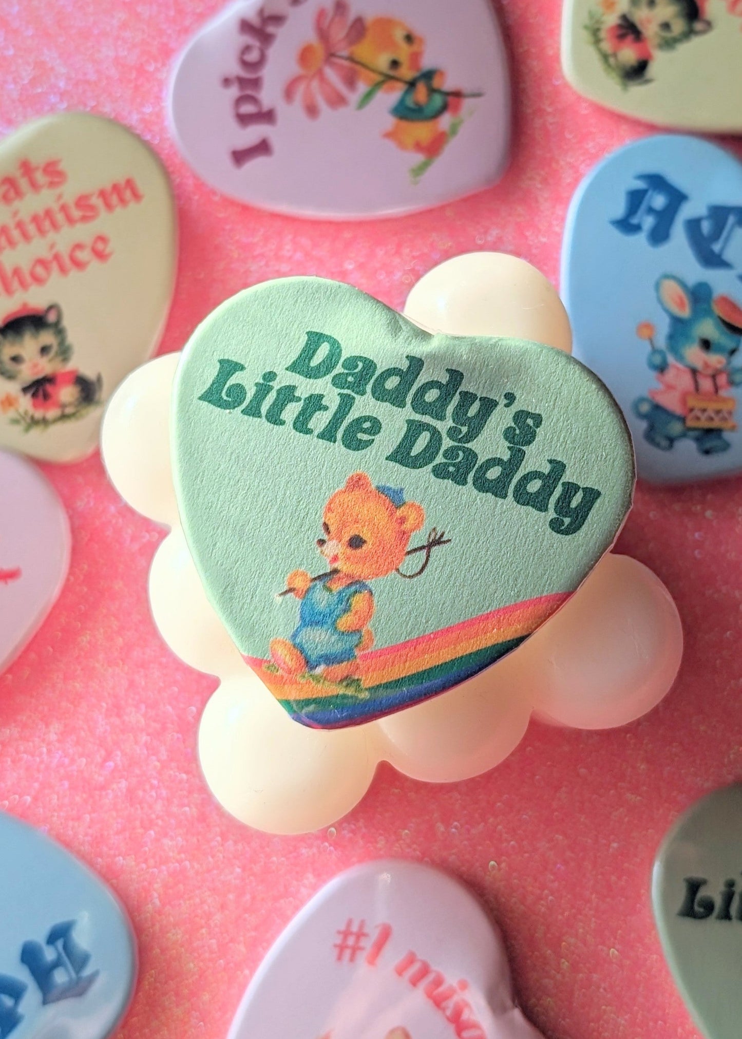 Daddy's Little Daddy Heart Shaped Button Pin