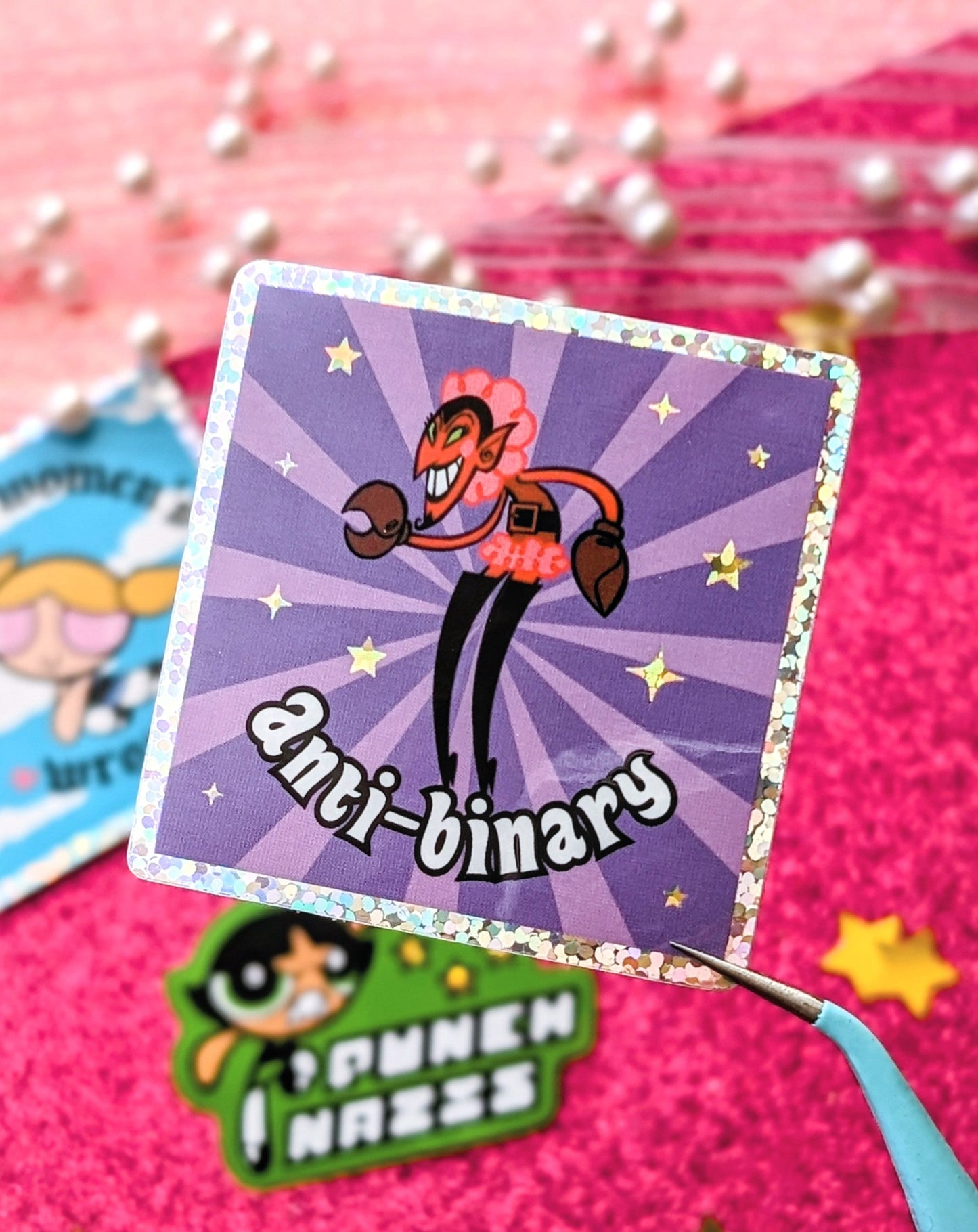 Anti-Binary Glitter Sticker