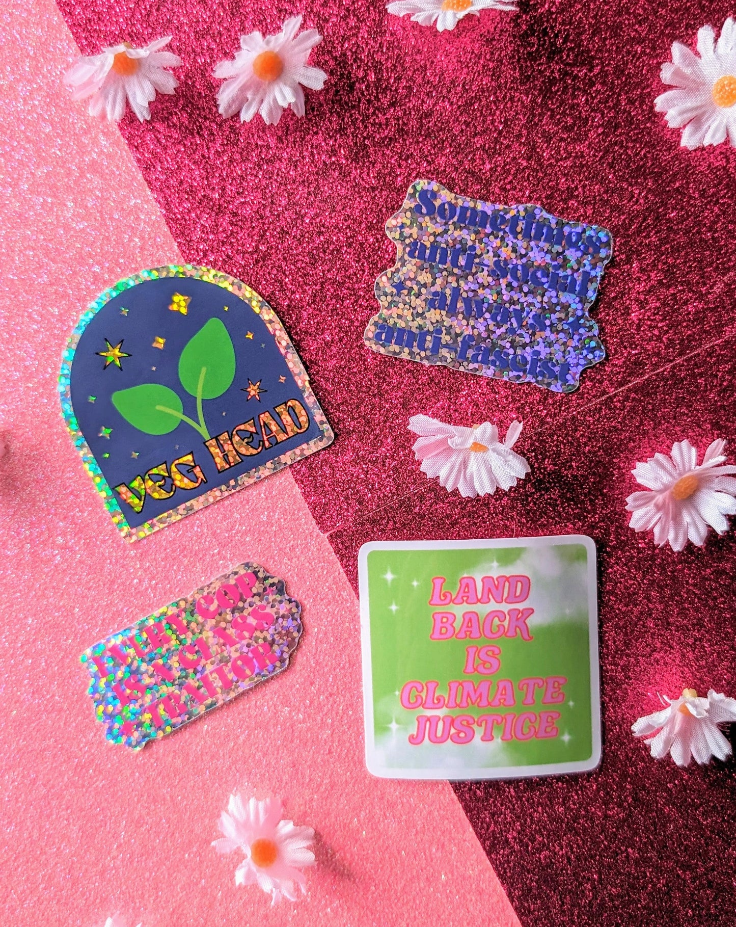 Sometimes Anti-Social, Always Anti-Fascist Glitter Sticker