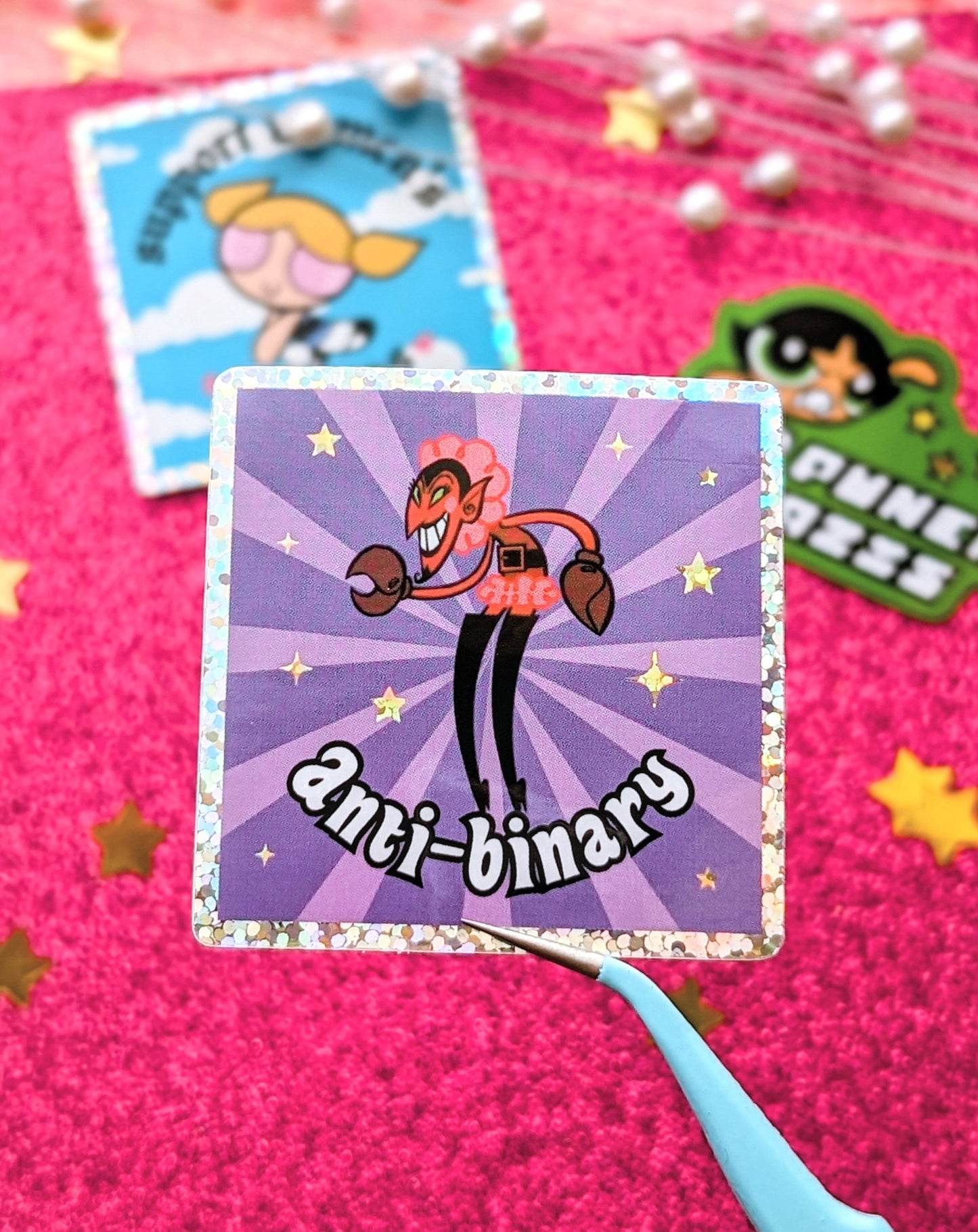 Anti-Binary Glitter Sticker