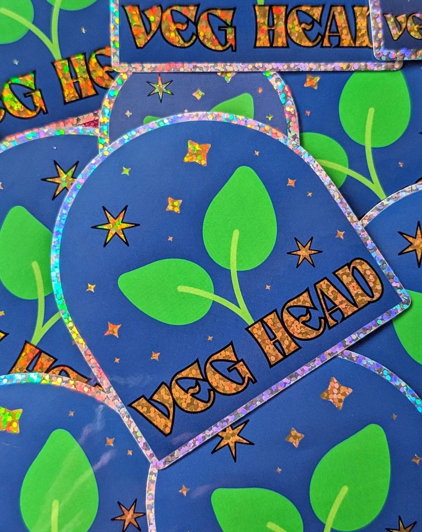 HALF OFF Veg Head Glitter Sticker