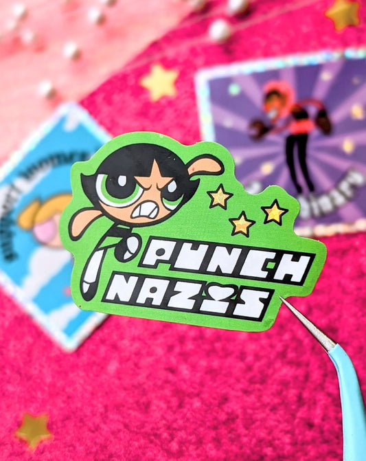 Punch Nazis Glitter Sticker