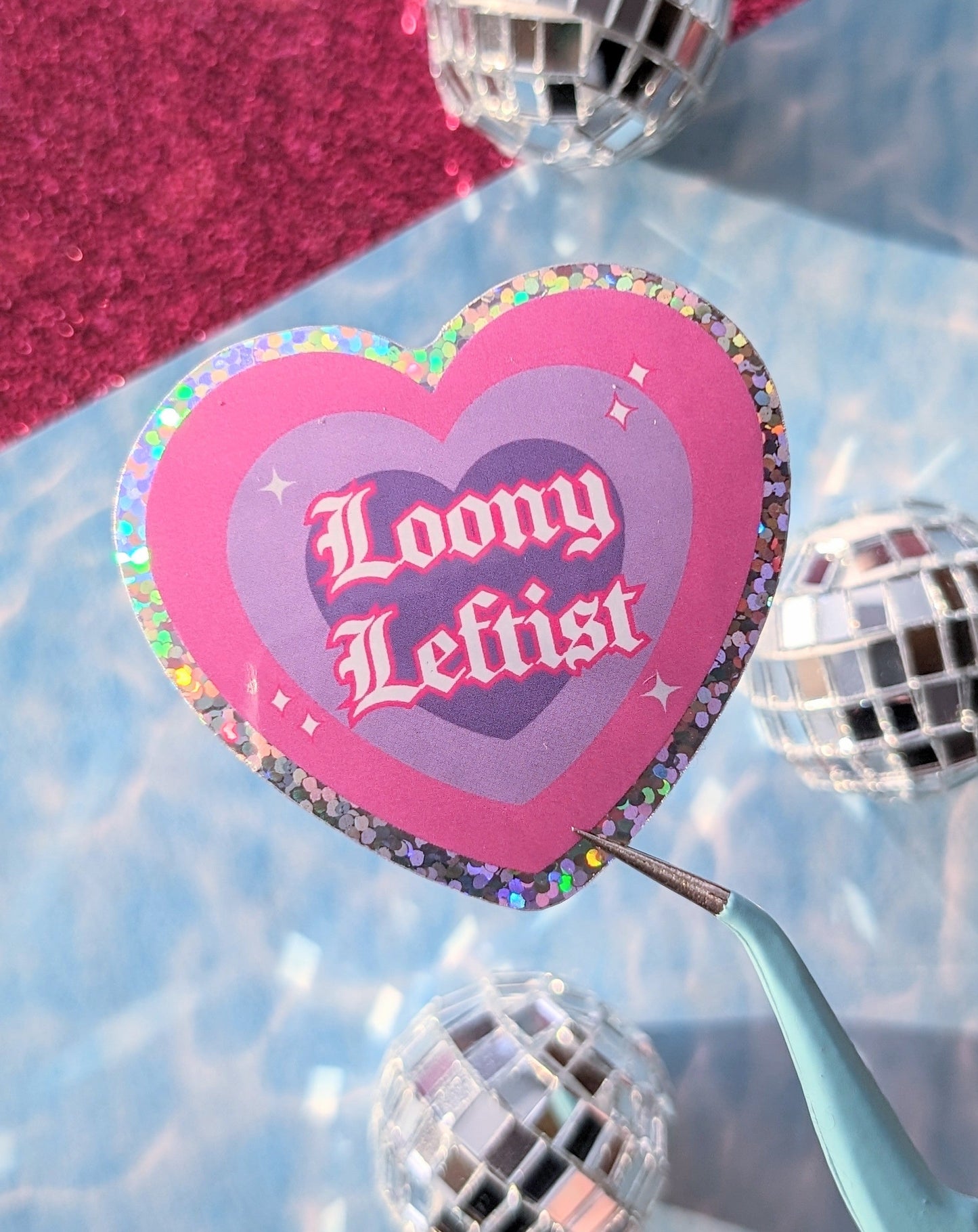 Loony Leftist Glitter Sticker