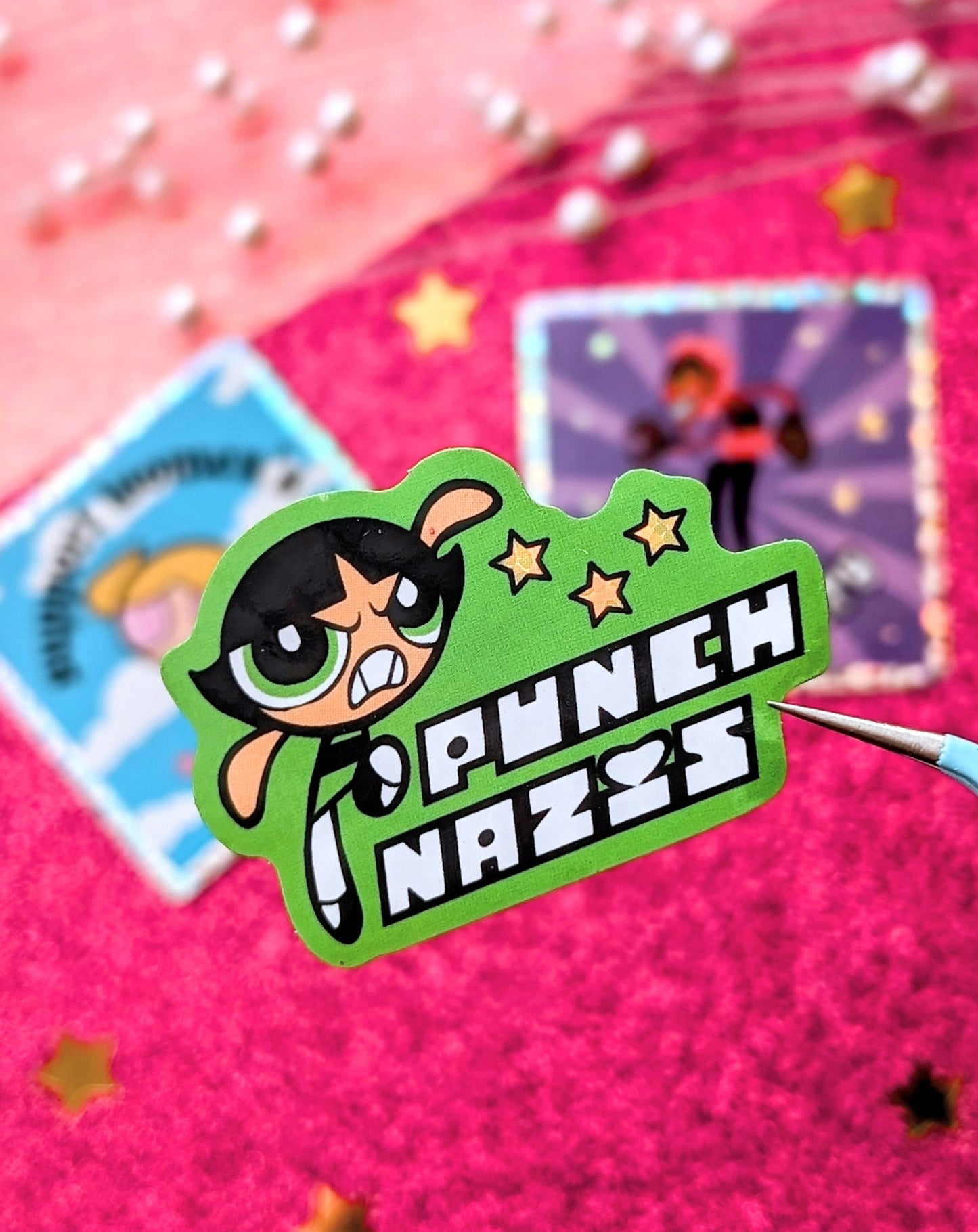 Punch Nazis Glitter Sticker