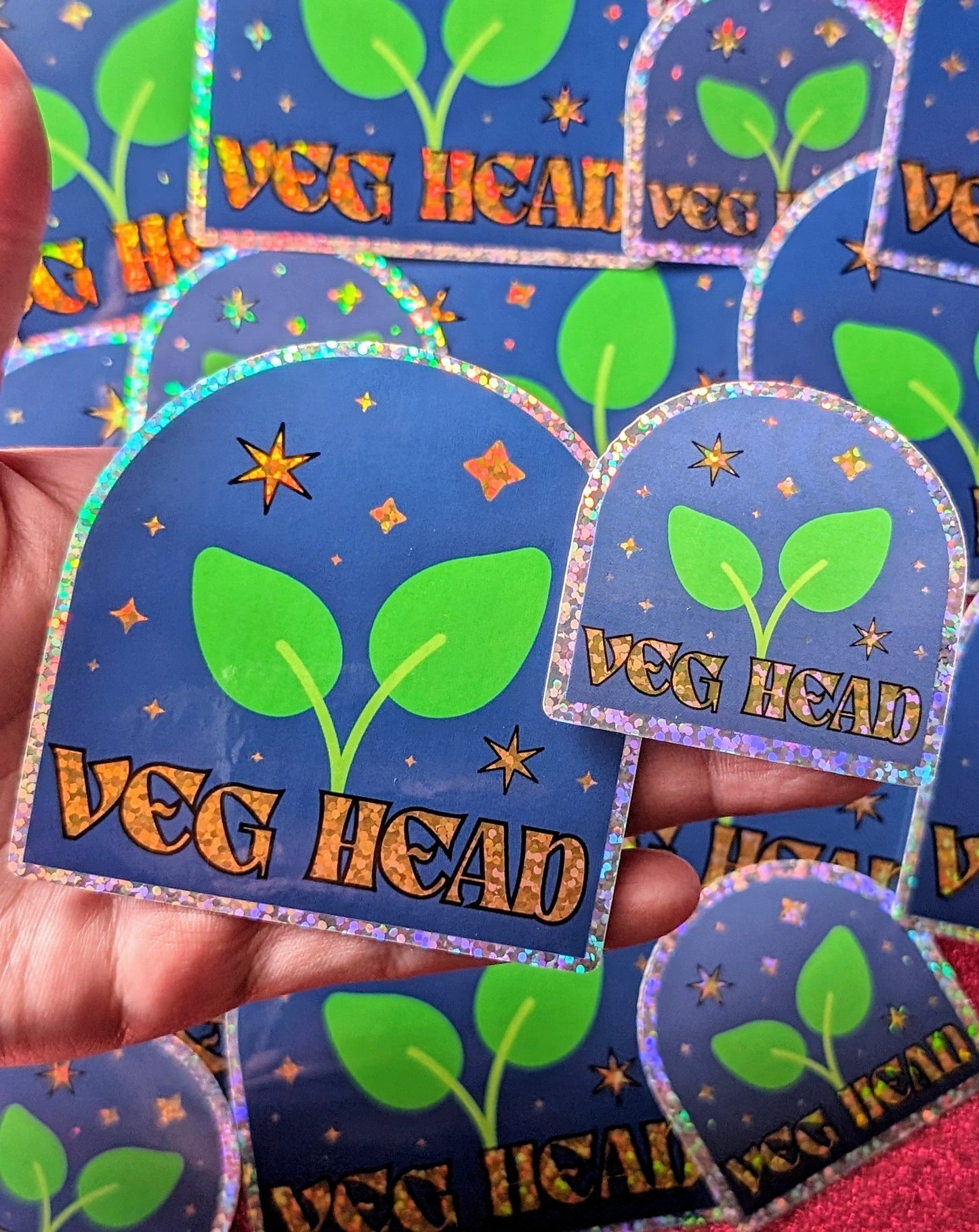 HALF OFF Veg Head Glitter Sticker