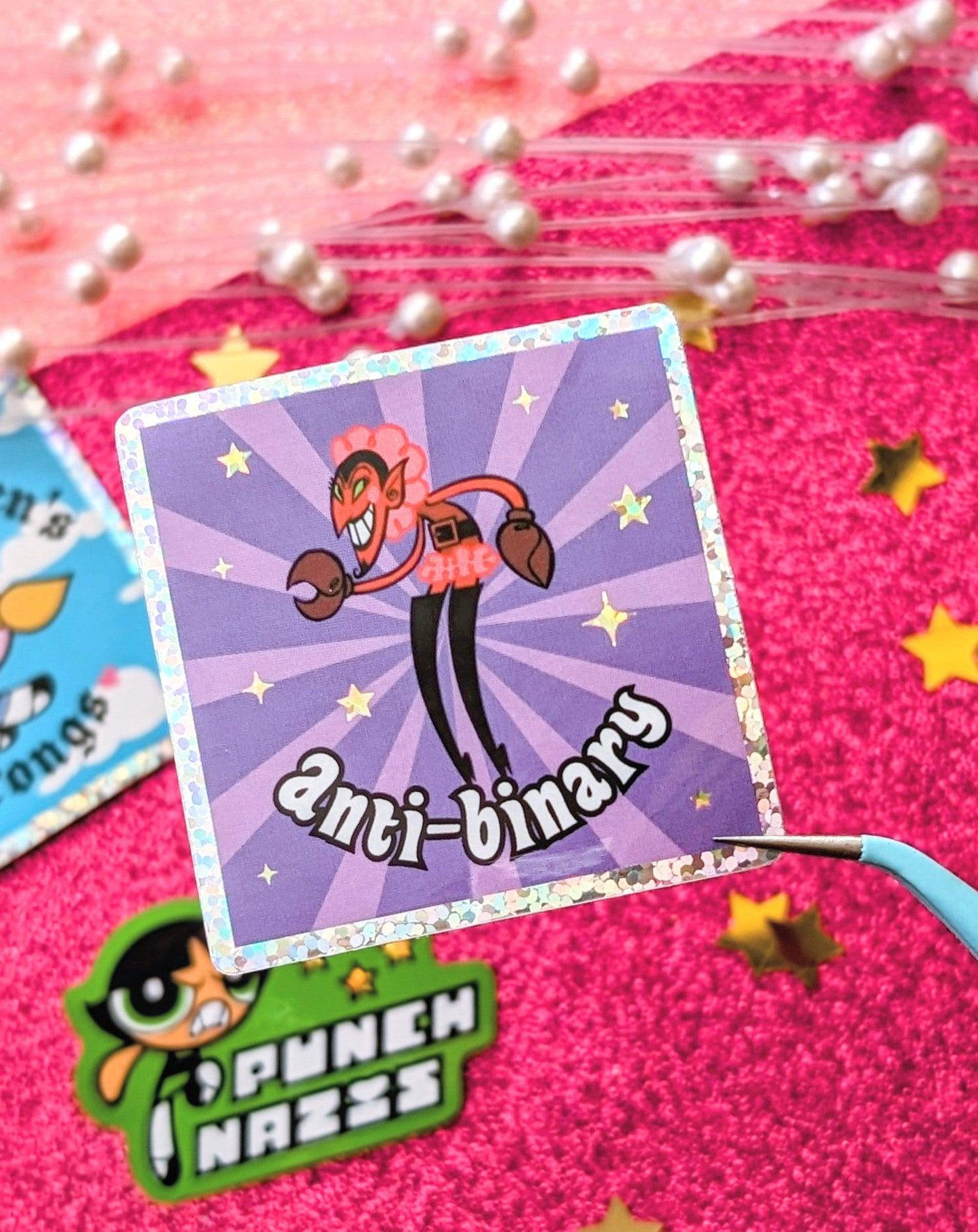 Anti-Binary Glitter Sticker