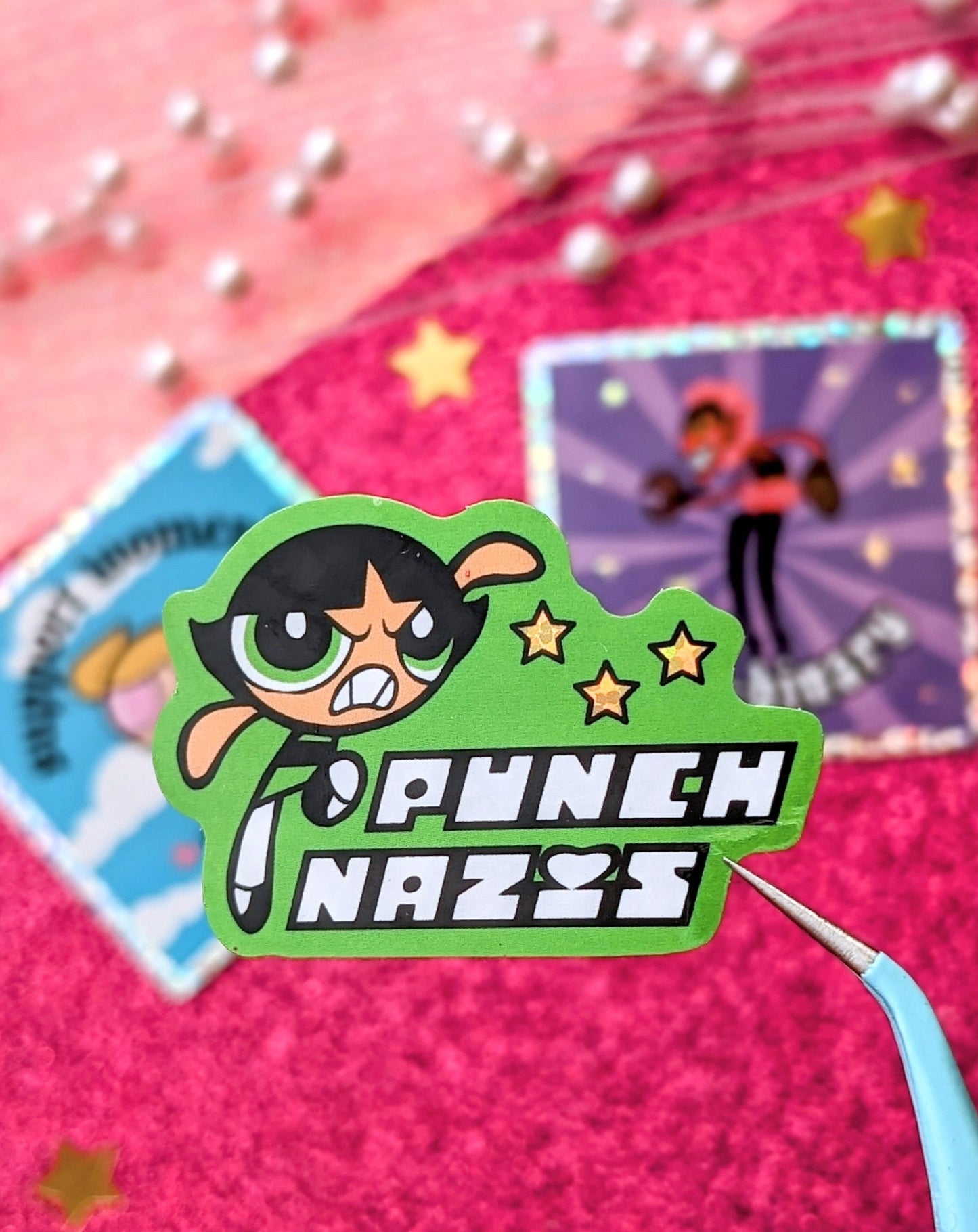 Punch Nazis Glitter Sticker