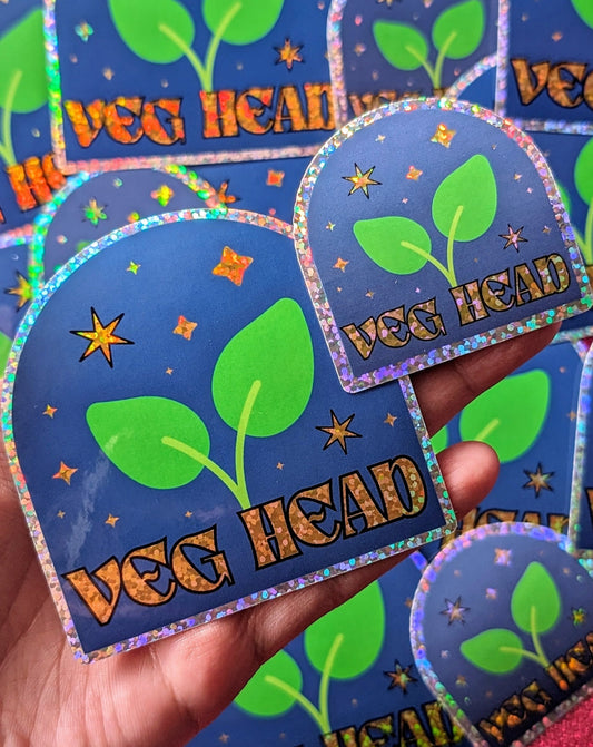 Veg Head Glitter Sticker