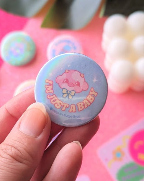 Cutie Pie Cartoons Sparkly Button Pins