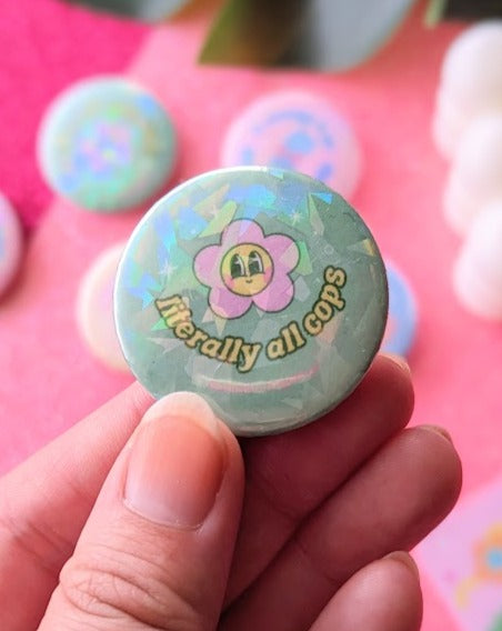 Cutie Pie Cartoons Sparkly Button Pins