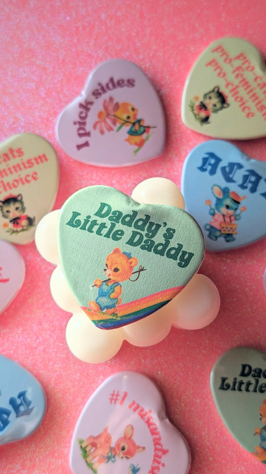 Daddy's Little Daddy Heart Shaped Button Pin