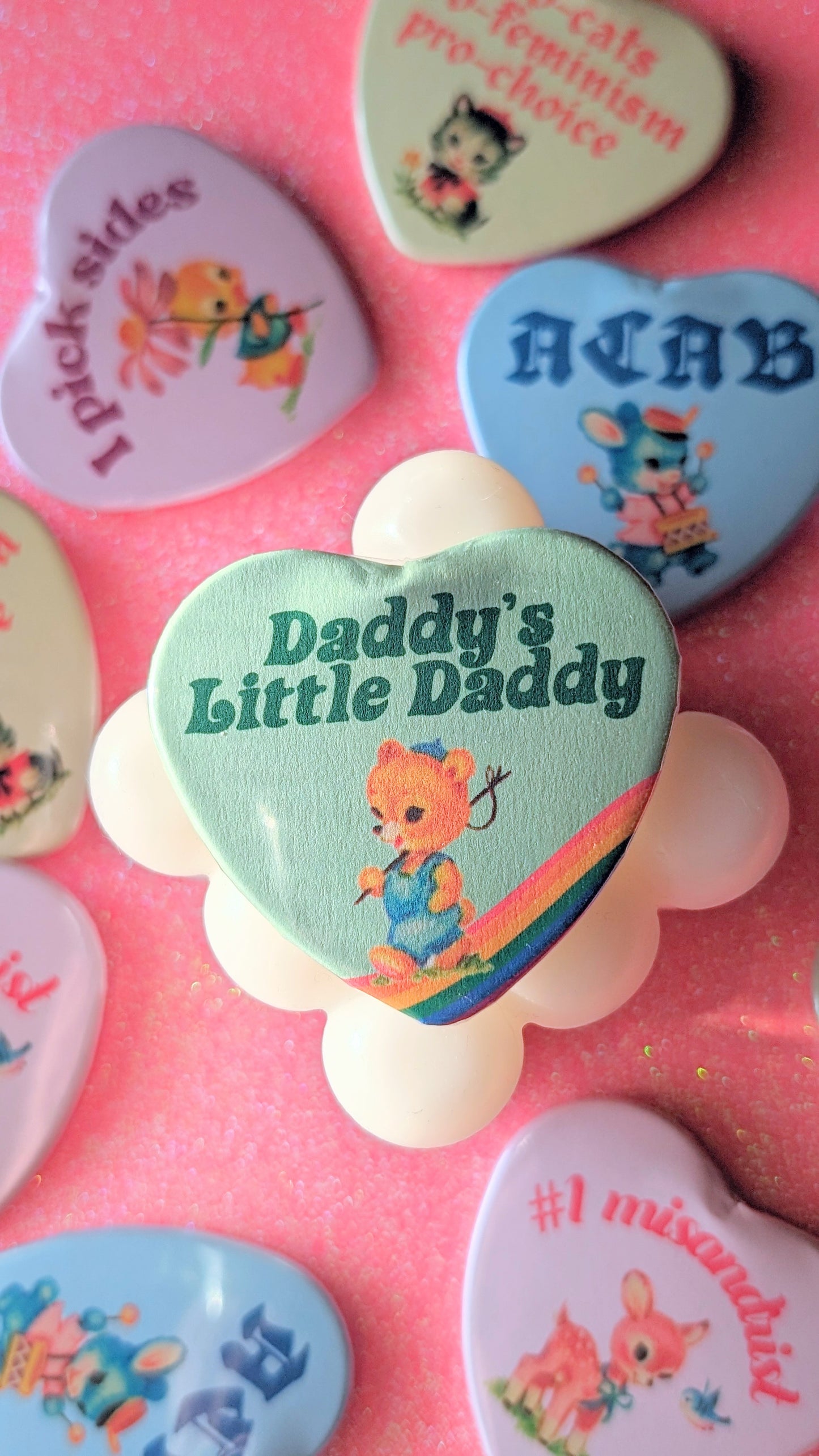 Daddy's Little Daddy Heart Shaped Button Pin