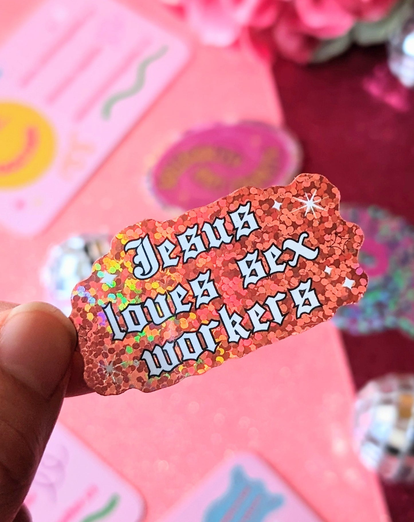 Jesus Loves Sex Workers Glitter Sticker