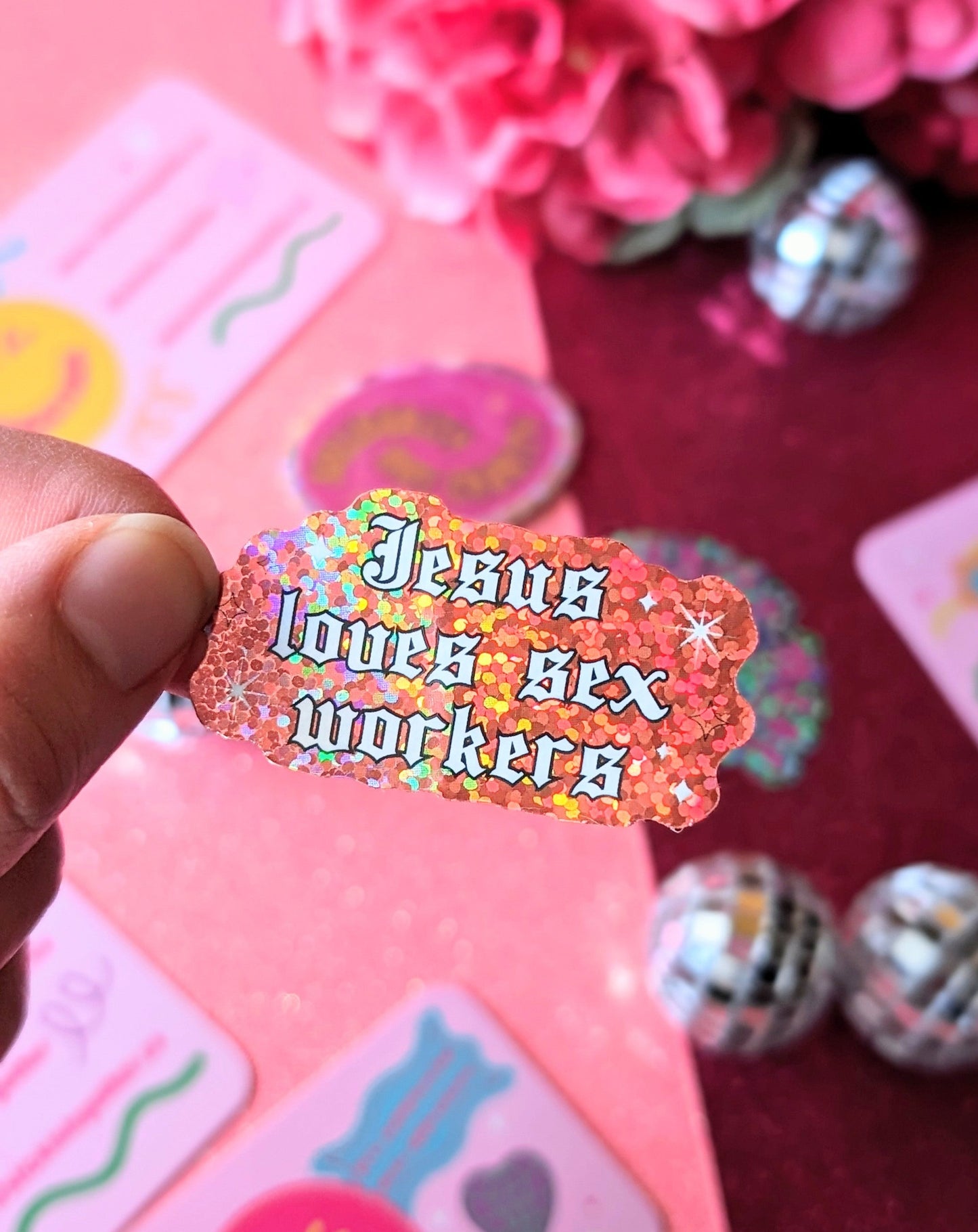 Jesus Loves Sex Workers Glitter Sticker